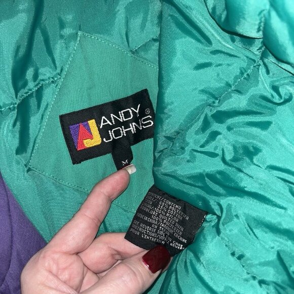 Vintage Andy Johns Multicolor Full Zip Retro 80s 90s Winter Ski Jacket Medium - Picture 7 of 8